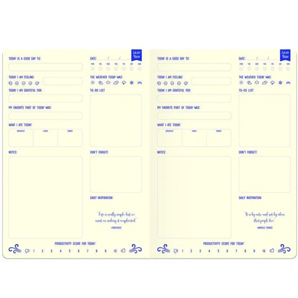 Piccadilly Good Day Every Day Blue and Purple Daily Productivity Planner